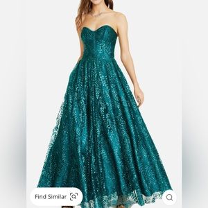 Juniors Womens Corset Teal Prom Dress